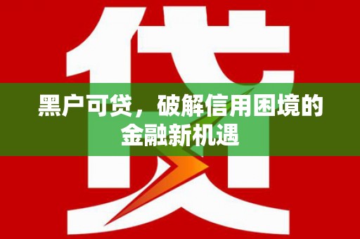 金台黑户可贷，破解信用困境的金融新机遇